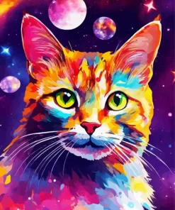 Space Colorful Cat Diamond Painting