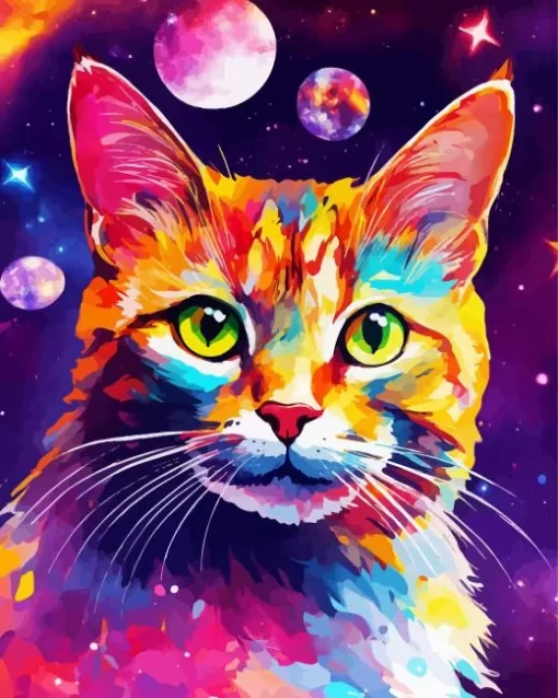 Space Colorful Cat Diamond Painting