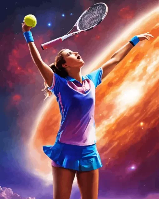 Space Tennis Player Diamond Painting