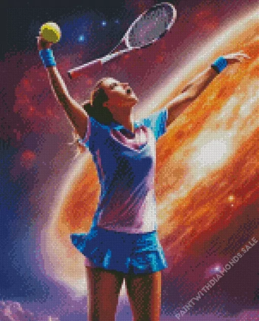 Space Tennis Player Diamond Painting