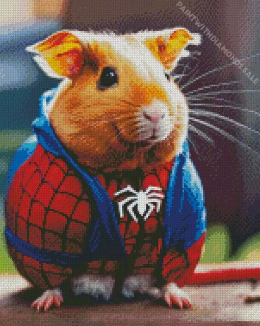 Spiderman Guinea Pig Diamond Painting