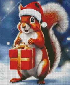 Squirrel Enjoying Snowfall Diamond Painting