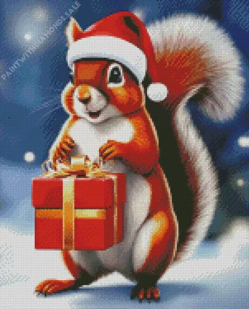 Squirrel Enjoying Snowfall Diamond Painting