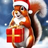 Squirrel Enjoying Snowfall Diamond Painting