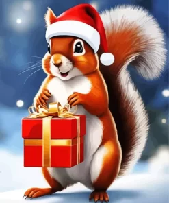 Squirrel Enjoying Snowfall Diamond Painting