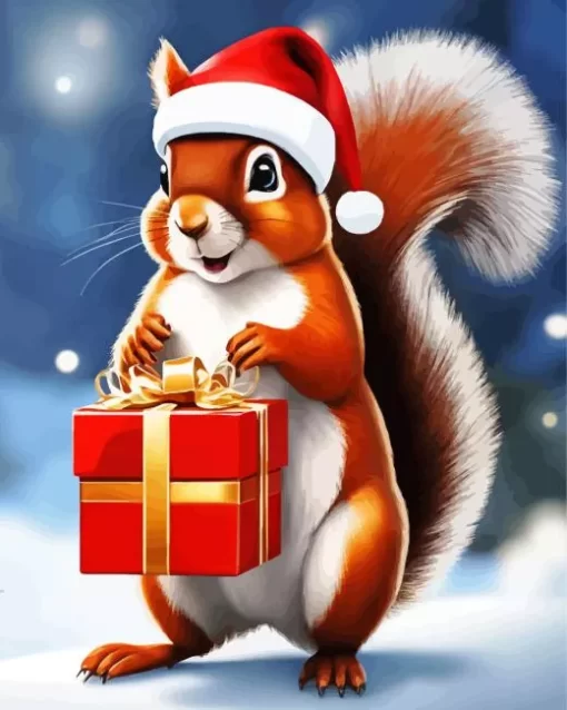 Squirrel Enjoying Snowfall Diamond Painting