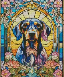 Stained Glass Dachshund Dog Diamond Painting