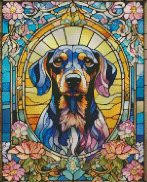 Stained Glass Dachshund Dog Diamond Painting