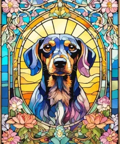 Stained Glass Dachshund Dog Diamond Painting