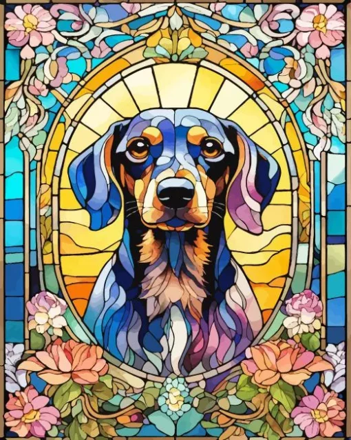 Stained Glass Dachshund Dog Diamond Painting