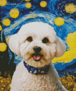 Starry Night Bichon Frise Diamond Painting