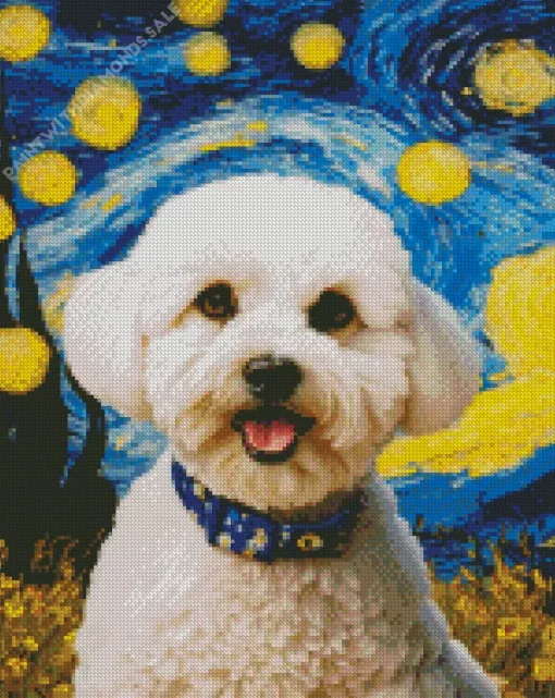 Starry Night Bichon Frise Diamond Painting