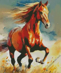 Strong Brown Horse Galloping Diamond Painting