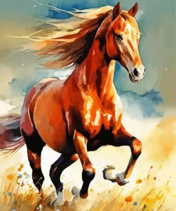 Strong Brown Horse Galloping Diamond Painting