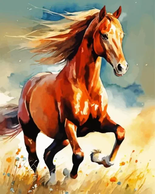 Strong Brown Horse Galloping Diamond Painting