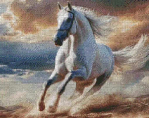 Strong White Horse Diamond Painting