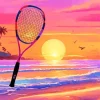 Sunset And Tennis Racket Diamond Painting