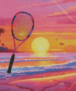 Sunset And Tennis Racket Diamond Painting