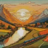 Sunset Train Diamond Painting