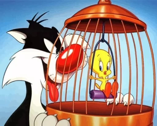 Sylvester And Tweety Bird Art Diamond Painting