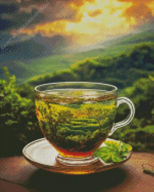 Tea Cup In Nature Diamond Painting