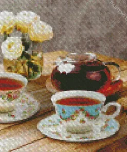 Tea Cups And Saucers Diamond Painting