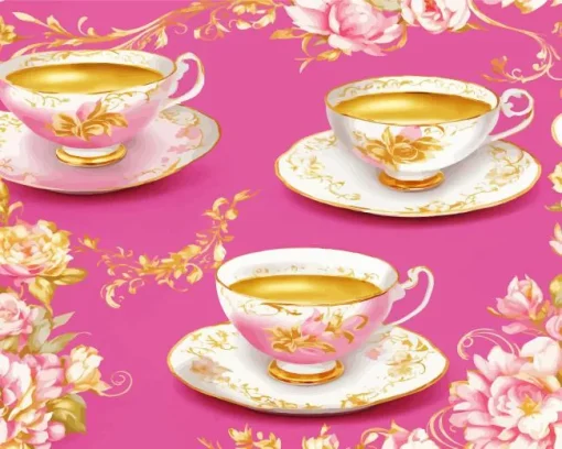 Tea Cups Art Diamond Painting