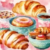 Tea With Croissant Diamond Painting