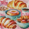 Tea With Croissant Diamond Painting