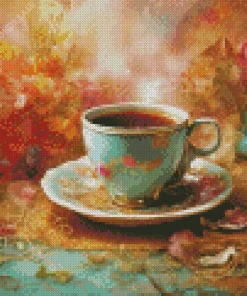 Tea With Flowers Diamond Painting