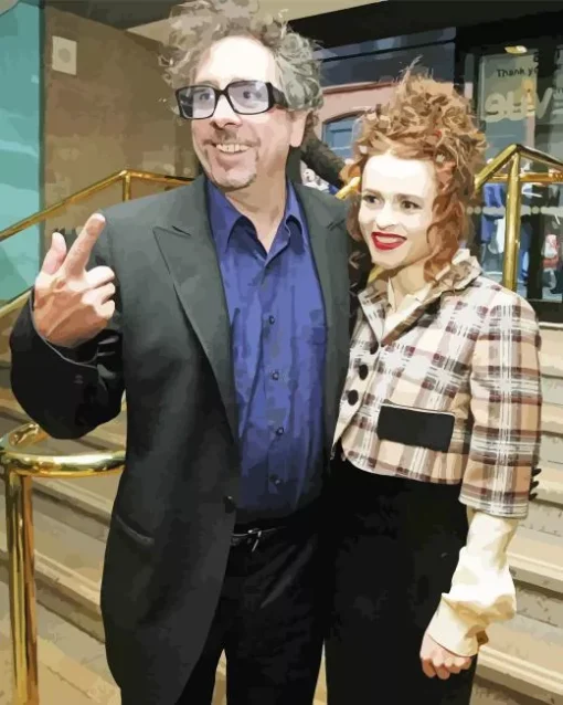 Tim Burton And Helena Bonham Carter Diamond Painting