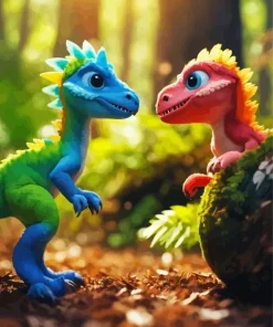 Two Adorable Dinosaurs Diamond Painting