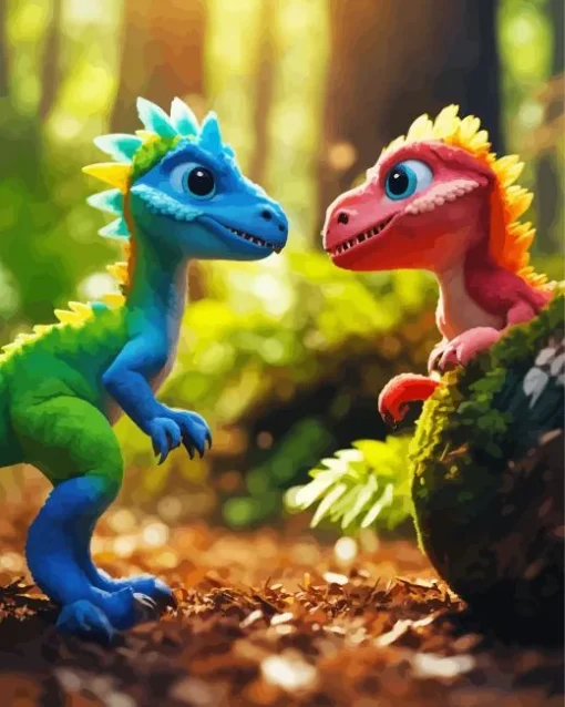 Two Adorable Dinosaurs Diamond Painting