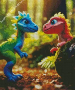 Two Adorable Dinosaurs Diamond Painting