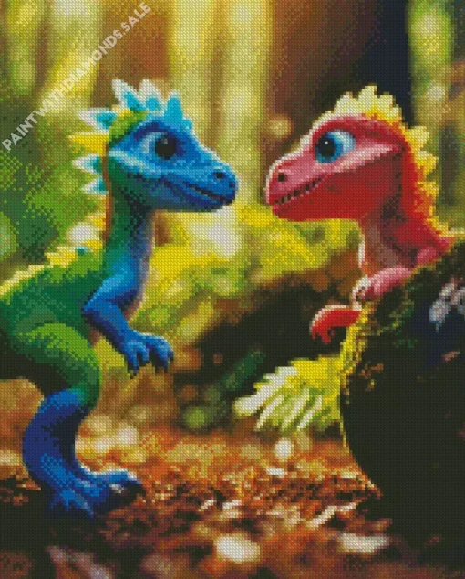 Two Adorable Dinosaurs Diamond Painting