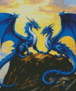 Two Blue Dragons Diamond Painting