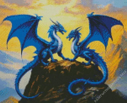 Two Blue Dragons Diamond Painting