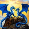 Two Blue Dragons Diamond Painting