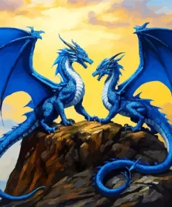 Two Blue Dragons Diamond Painting