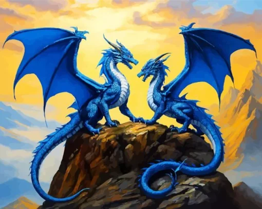 Two Blue Dragons Diamond Painting