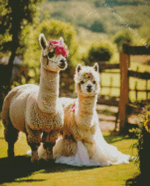 Two Cute Llamas Diamond Painting