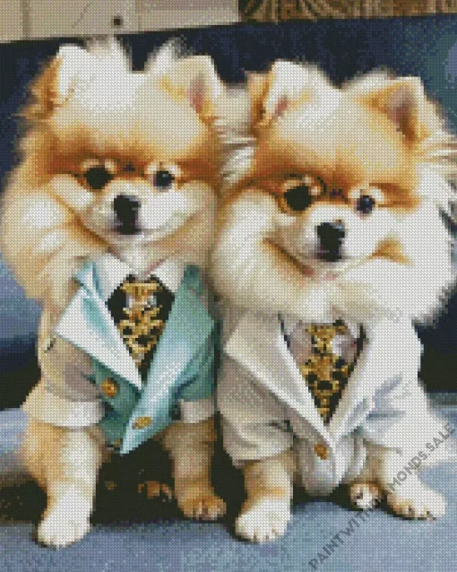 Two Cute Pomeranians Diamond Painting