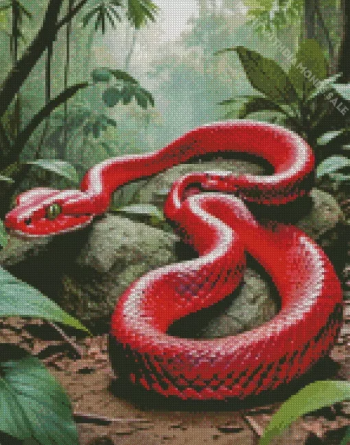 Two Red Viper Snakes Diamond Painting