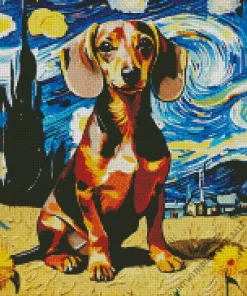 Van Gogh Dachshund Dog Diamond Painting