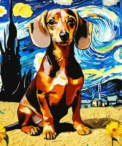 Van Gogh Dachshund Dog Diamond Painting