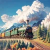 Vintage Train And Smoke Diamond Painting