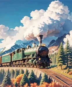 Vintage Train And Smoke Diamond Painting