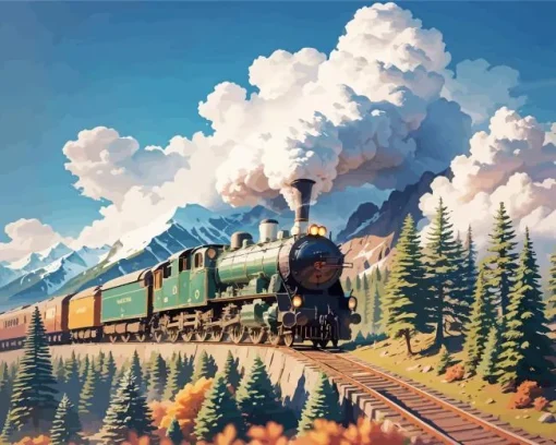 Vintage Train And Smoke Diamond Painting