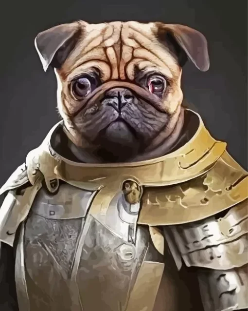 Warrior Pug Diamond Painting