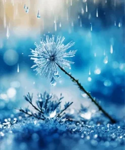 Water Drops And Blue Dandelion Diamond Painting